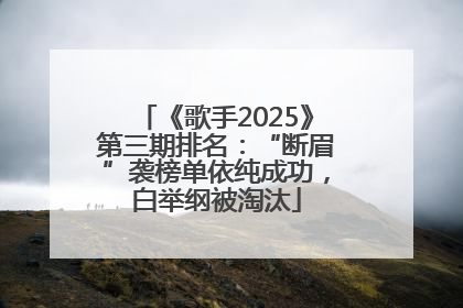 《歌手2025》第三期排名：“断眉”袭榜单依纯成功，白举纲被淘汰