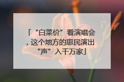 “白菜价”看演唱会，这个地方的惠民演出“声”入千万家