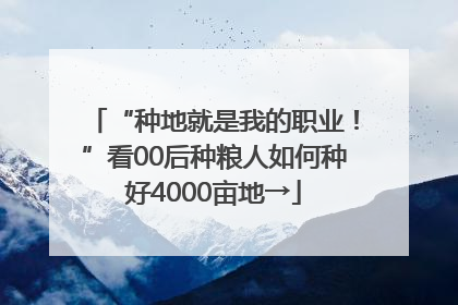 “种地就是我的职业！”看00后种粮人如何种好4000亩地→