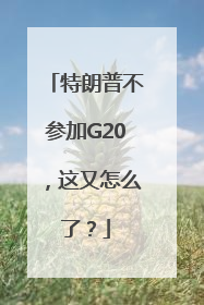 特朗普不参加G20，这又怎么了？