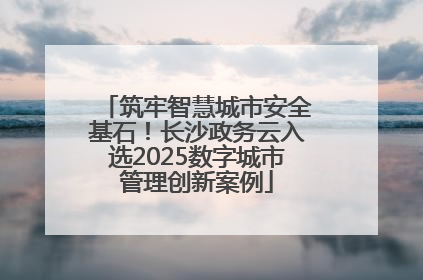 筑牢智慧城市安全基石！长沙政务云入选2025数字城市管理创新案例