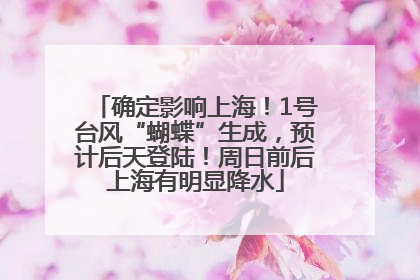 确定影响上海！1号台风“蝴蝶”生成，预计后天登陆！周日前后上海有明显降水