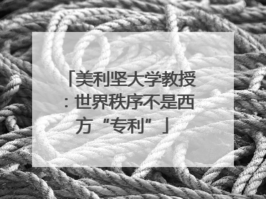 美利坚大学教授：世界秩序不是西方“专利”