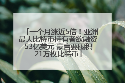 一个月涨近5倍！亚洲最大比特币持有者欲融资53亿美元 豪言要囤积21万枚比特币