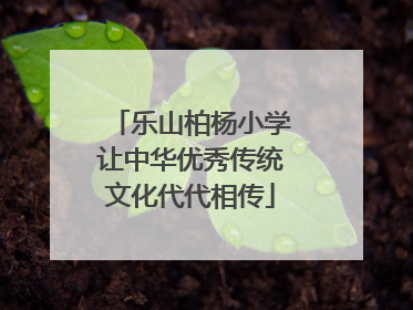 乐山柏杨小学让中华优秀传统文化代代相传