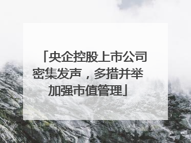 央企控股上市公司密集发声，多措并举加强市值管理