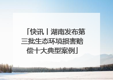 快讯丨湖南发布第三批生态环境损害赔偿十大典型案例