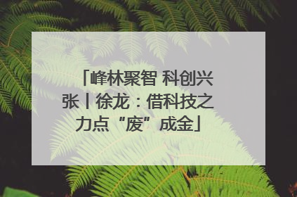 峰林聚智 科创兴张丨徐龙：借科技之力点“废”成金