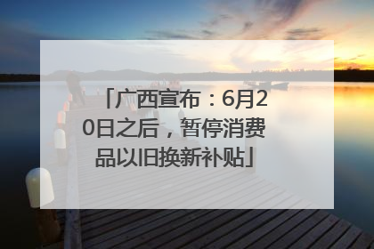 广西宣布：6月20日之后，暂停消费品以旧换新补贴