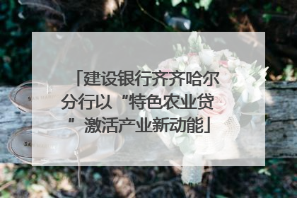建设银行齐齐哈尔分行以“特色农业贷”激活产业新动能