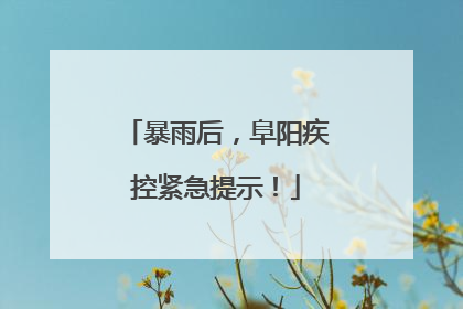 暴雨后，阜阳疾控紧急提示！