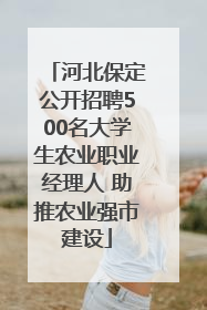 河北保定公开招聘500名大学生农业职业经理人 助推农业强市建设
