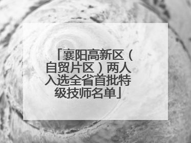 襄阳高新区（自贸片区）两人入选全省首批特级技师名单