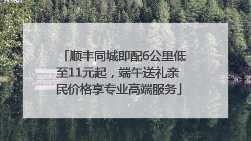 顺丰同城即配6公里低至11元起，端午送礼亲民价格享专业高端服务