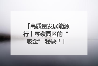 高质量发展能源行丨零碳园区的“吸金” 秘诀！