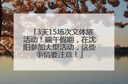 3天15场次文体旅活动！端午假期，在沈阳参加大型活动，这些事情要注意！