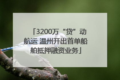 3200万“贷”动航运 温州开出首单船舶抵押融资业务